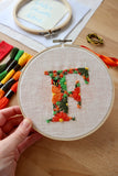 Initial Embroidery Kit | Orange and Green