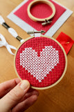 Tiny 3” Hoop Cross Stitch Kit | Heart | Count 6 Aida