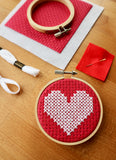 Tiny 3” Hoop Cross Stitch Kit | Heart | Count 6 Aida