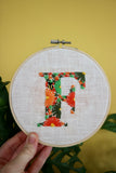 Initial Embroidery Kit | Orange and Green