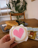 Tiny 3” Hoop Cross Stitch Kit | Heart | Count 6 Aida