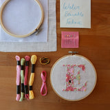 Initial Embroidery Kit | Pink and Green