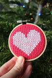 Tiny 3” Hoop Cross Stitch Kit | Heart | Count 6 Aida