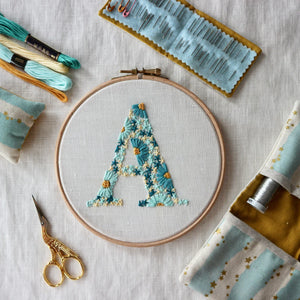 Initial Embroidery Kit | Blue and Yellow