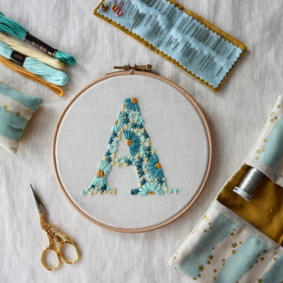 Initial Embroidery Kit | Blue and Yellow
