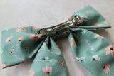 Green Floral Hair Bow Barrette