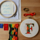 Initial Embroidery Kit | Orange and Green