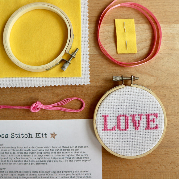 Tiny 3” Hoop Cross Stitch Kit | Love