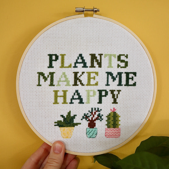 Plants Make me Happy Cross Stitch Kit