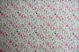 Poppy Cotton Fabric | Meadow Bluebells, Ferns and Pink Poppys