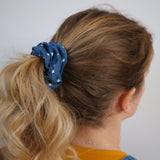 Blue with Gold Stars Hair Scrunchie