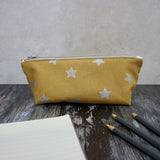 Mustard with Silver Stars Pencil Case