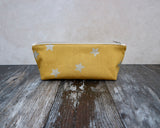 Mustard with Silver Stars Pencil Case