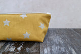 Mustard with Silver Stars Pencil Case