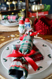 Green Check with Woven Christmas Tree - Handmade Fabric Christmas Crackers