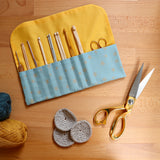 Sky Blue Stars Crochet Hook Roll