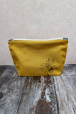 Hand printed Bee Make Up Bag