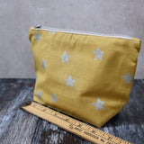 Mustard with Silver Stars Make Up Bag