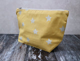 Mustard with Silver Stars Make Up Bag