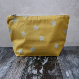 Mustard with Silver Stars Make Up Bag and Eye Mask Gift Set