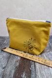 Hand printed Bee Make Up Bag