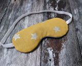 Mustard with Silver Stars Make Up Bag and Eye Mask Gift Set