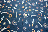 Sienna Cotton Fabric | Rockets, Shooting Stars and Rays of Sunshine