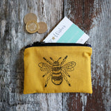 Hand Printed Bumblebee Coin Purse