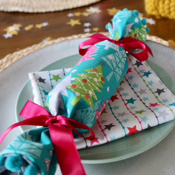 Bright Christmas Trees - Handmade Fabric Christmas Crackers