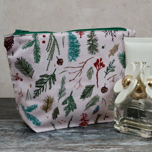 Blush Pink Ferns Make Up Bag