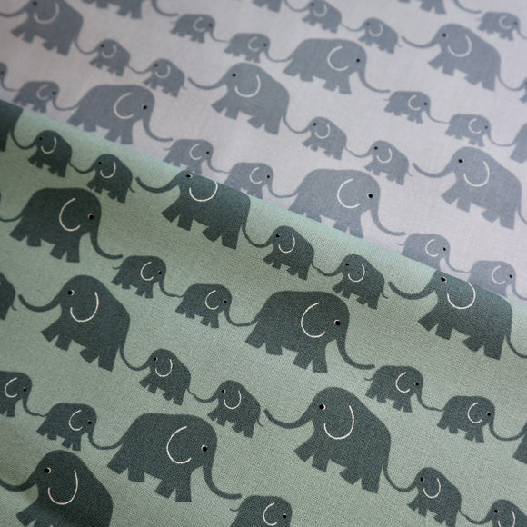 Greta Cotton Fabric | Grey Elephants