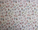 Amelia Cotton Fabric | Spring Bicycles and Flower Baskets