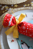 Red and White Snowflakes - Handmade Fabric Christmas Crackers