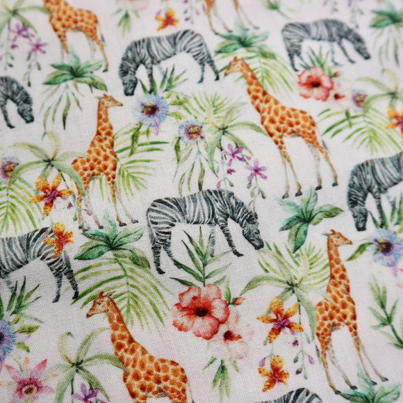 Eliza Cotton Fabric | Zebras and Giraffe's
