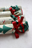 Christmas Trees and Robin - Handmade Fabric Christmas Crackers