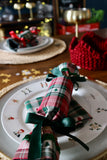 Red Check with Green Woven Christmas Tree - Handmade Fabric Christmas Crackers