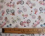 Amelia Cotton Fabric | Spring Bicycles and Flower Baskets