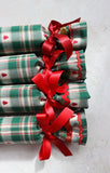 Green Check with Woven Christmas Tree - Handmade Fabric Christmas Crackers