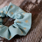 Blue with Gold Stars Hair Scrunchie