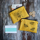 Hand Printed Bumblebee Coin Purse