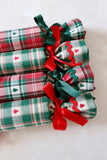 Green Check with Woven Christmas Tree - Handmade Fabric Christmas Crackers