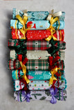 Red Check with Green Woven Christmas Tree - Handmade Fabric Christmas Crackers
