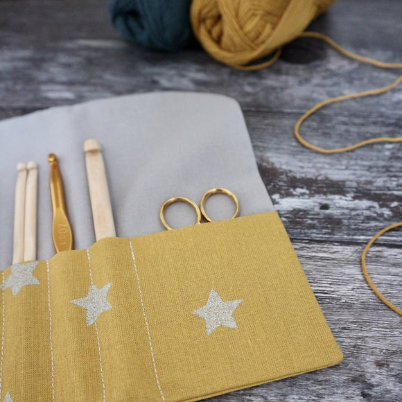 Silver Stars Crochet Hook Roll