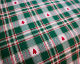 Green Check with Woven Christmas Tree - Handmade Fabric Christmas Crackers