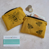 Hand Printed Bumblebee Coin Purse