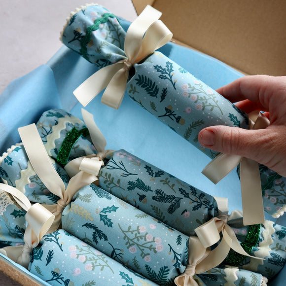 Winter Acorns - Handmade Fabric Christmas Crackers