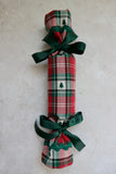 Red Check with Green Woven Christmas Tree - Handmade Fabric Christmas Crackers