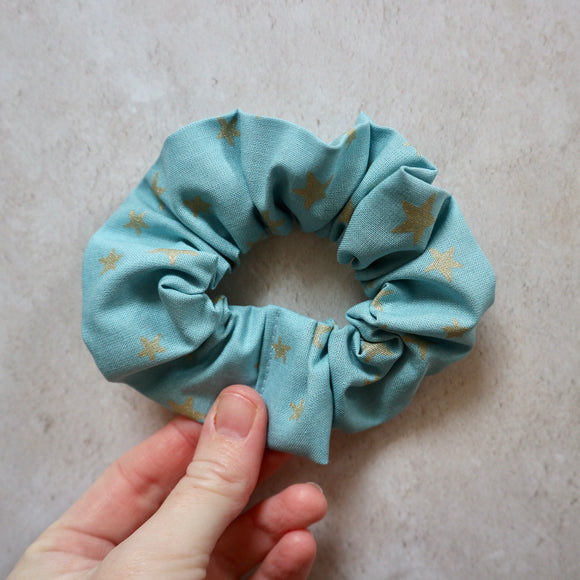 Blue with Gold Stars Hair Scrunchie